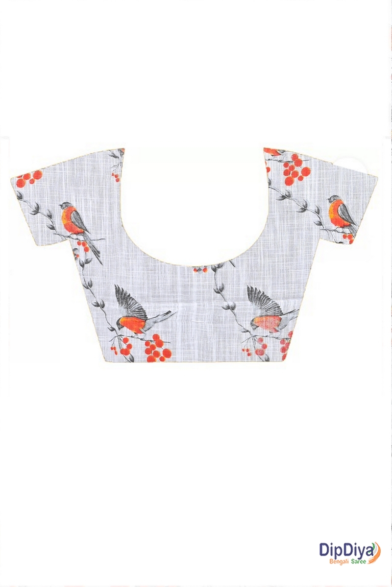 Multi-Coloured Cotton Variti pritat Printed Handloom Saree (606)